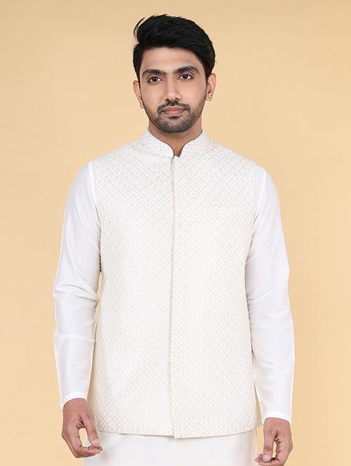 men mandarin neck embroidered nehru jacket - 21638284 -  Standard Image - 0
