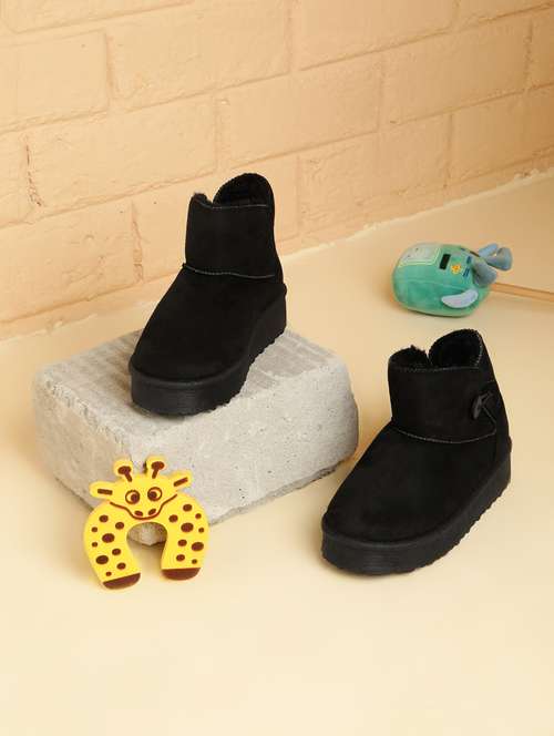 kids black solid boot