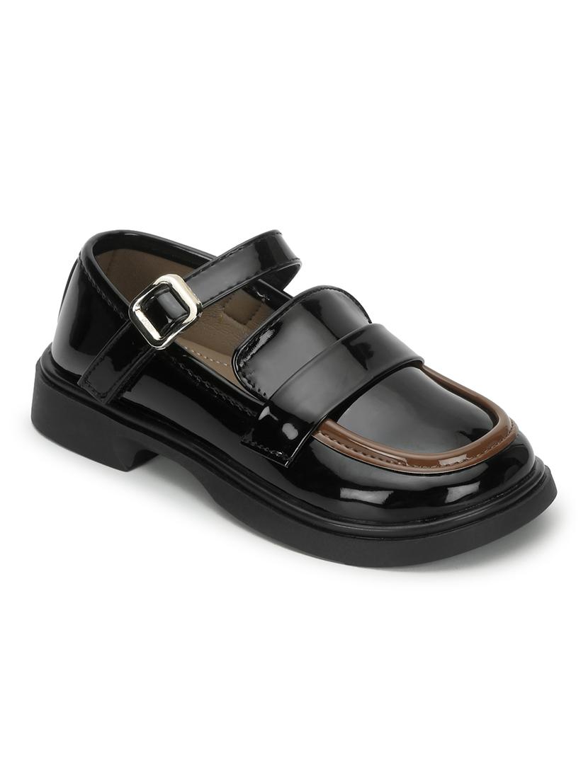 kids black solid leather loafer - 21638313 - Standard Image - 1