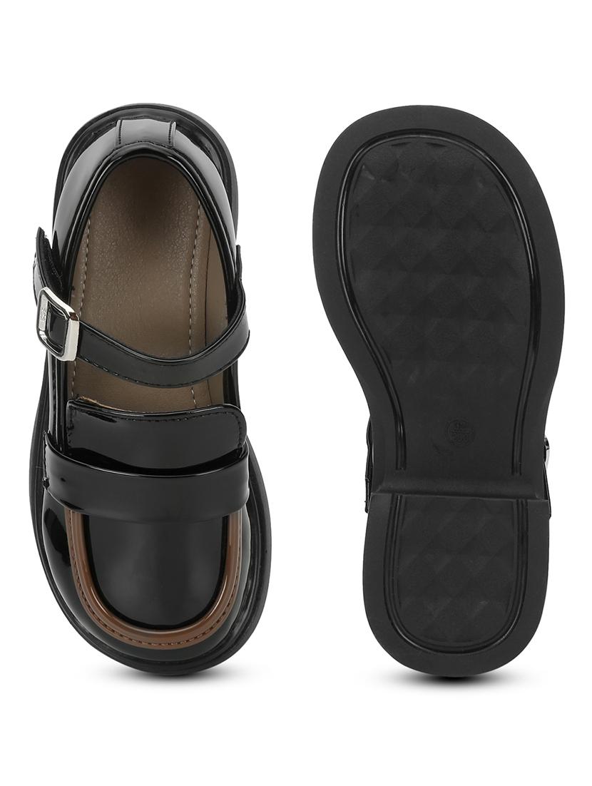 kids black solid leather loafer - 21638313 - Standard Image - 4