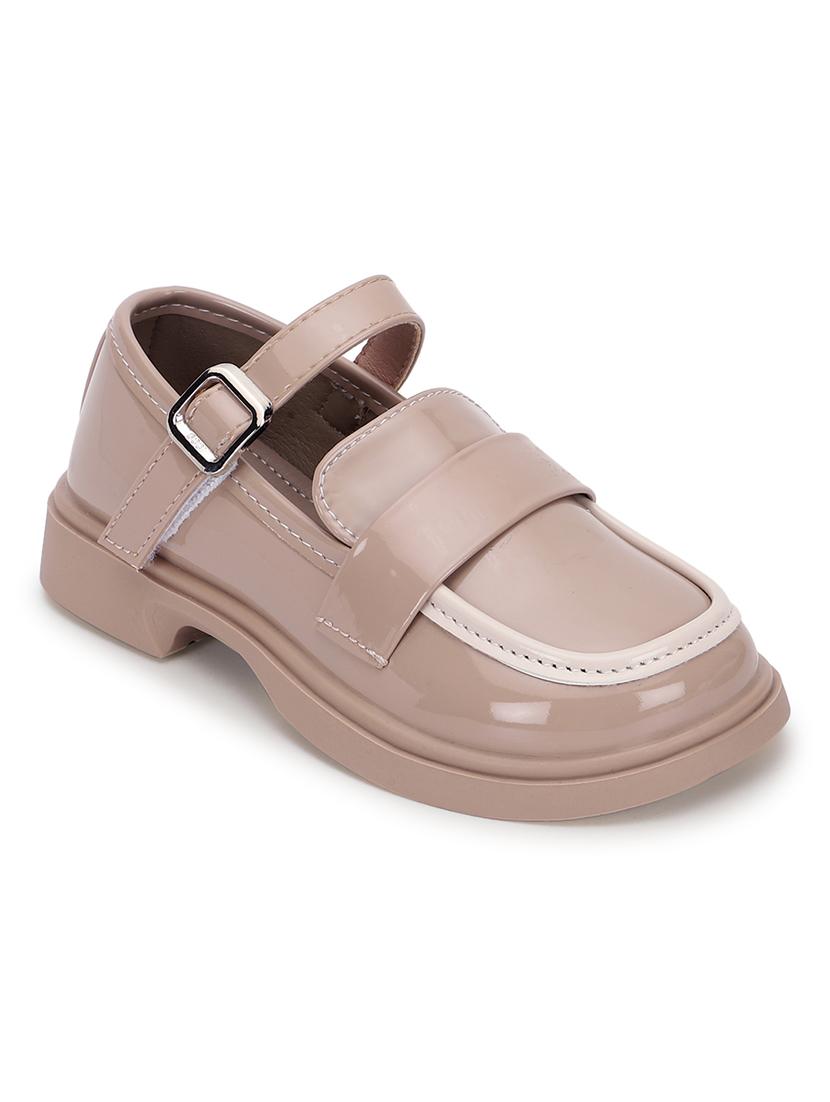 kids peach leather solid loafer - 21638314 -  Standard Image - 1