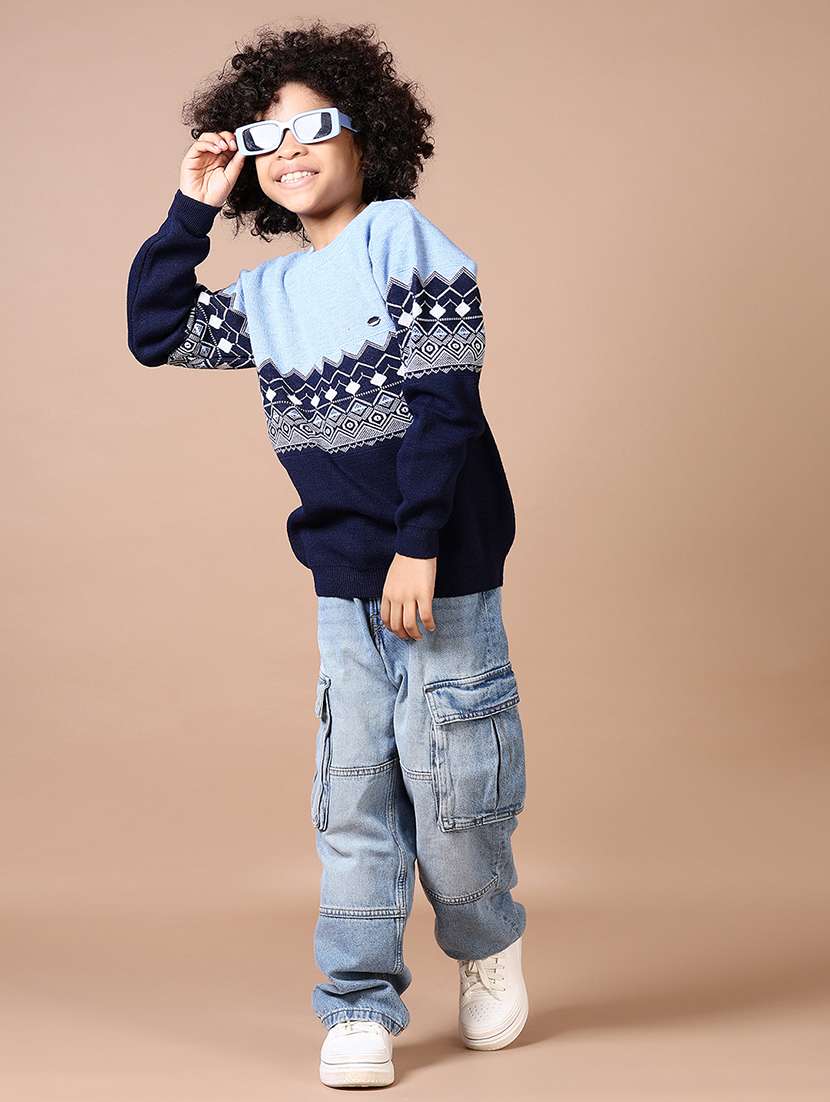 boys self design long sleeve sweater - 21638362 -  Standard Image - 4