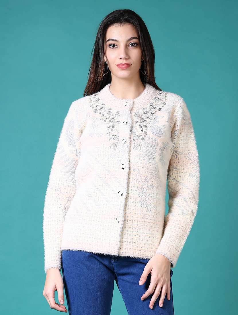 women self design long sleeve cardigan