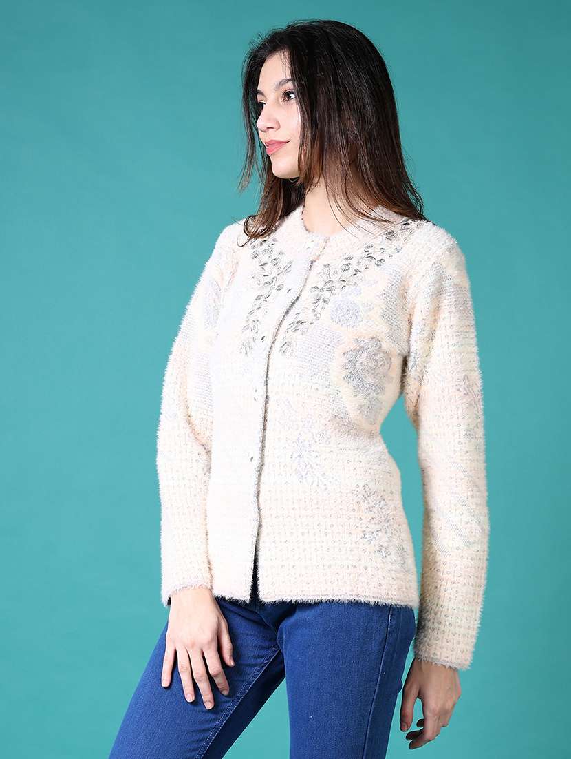 women self design long sleeve cardigan - 21638383 -  Standard Image - 1