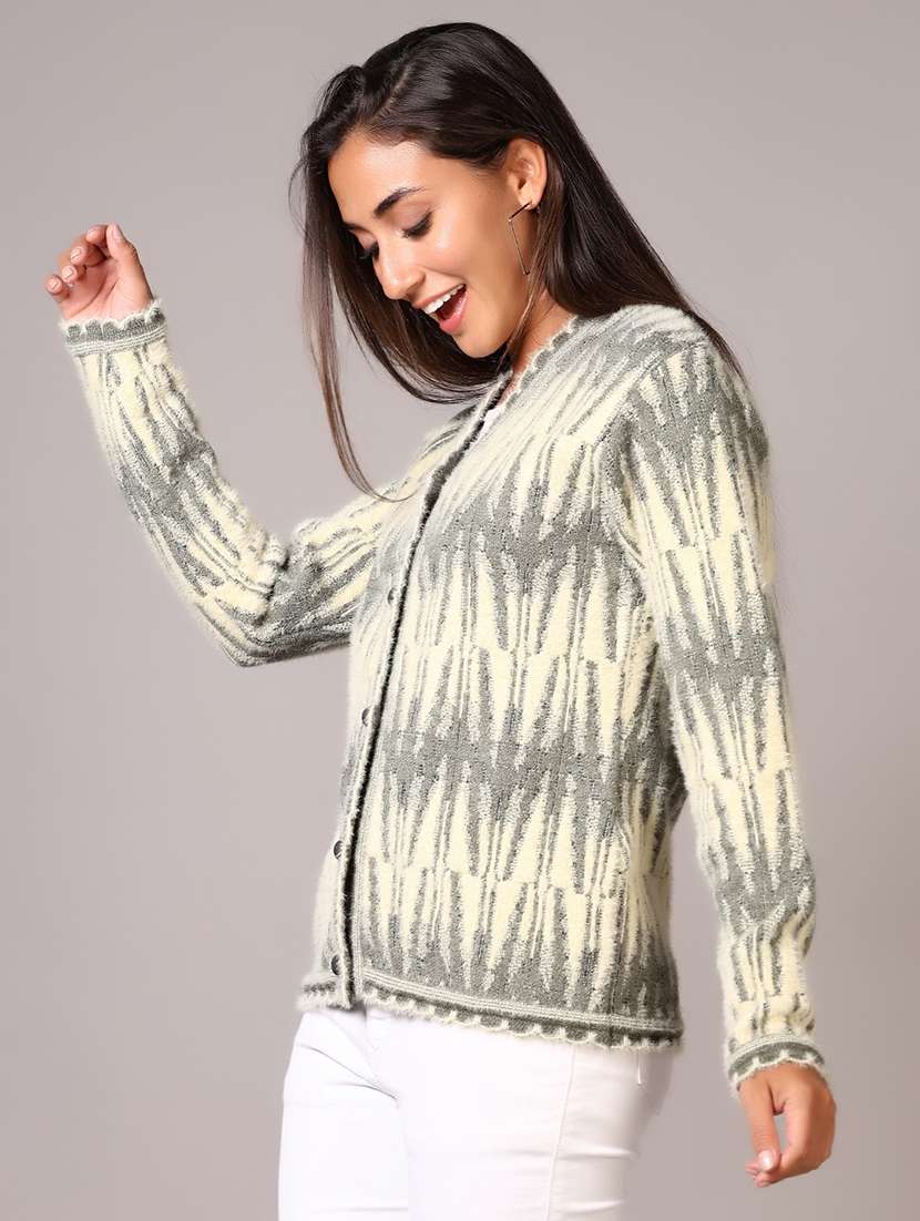 women self designed long sleeve cardigan - 21638387 -  Standard Image - 1