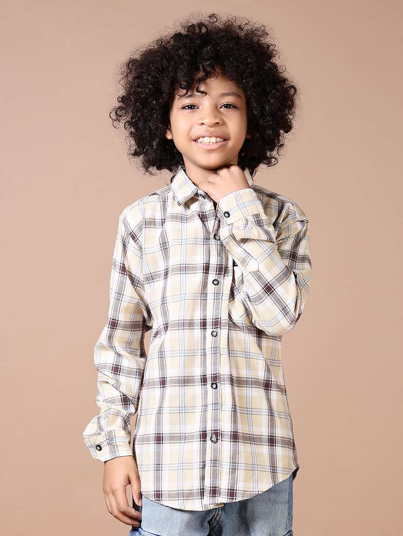 boys checkered long sleeve casual shirt - 21638421 -  Standard Image - 1