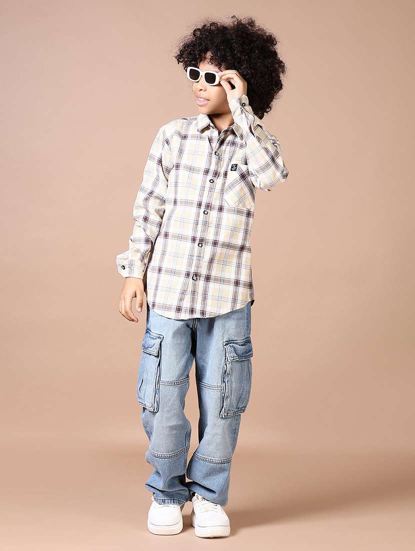 boys checkered long sleeve casual shirt - 21638421 -  Standard Image - 4