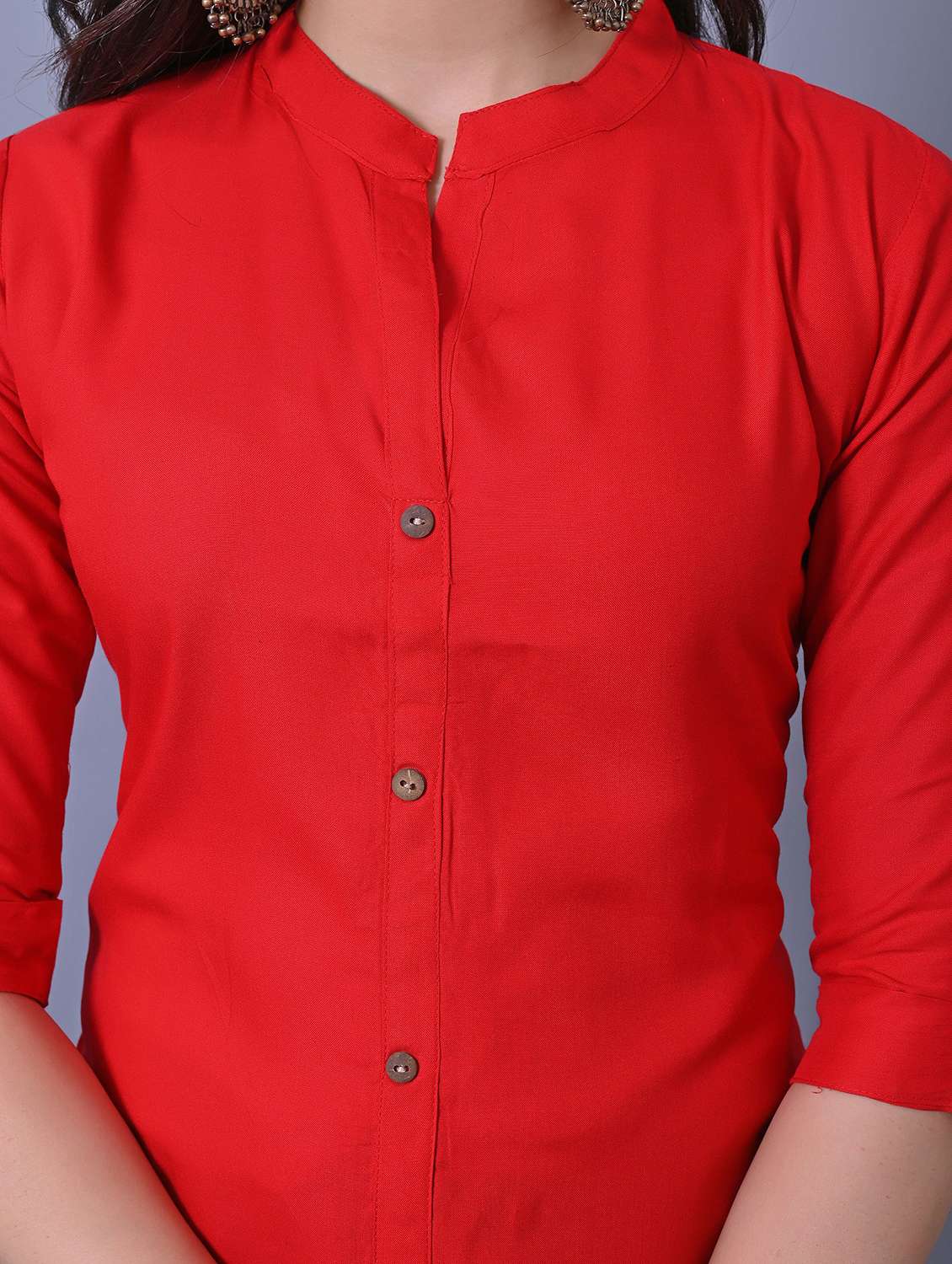 women solid three quarter sleeve side slit tunic - 21638485 - Standard Image - 4