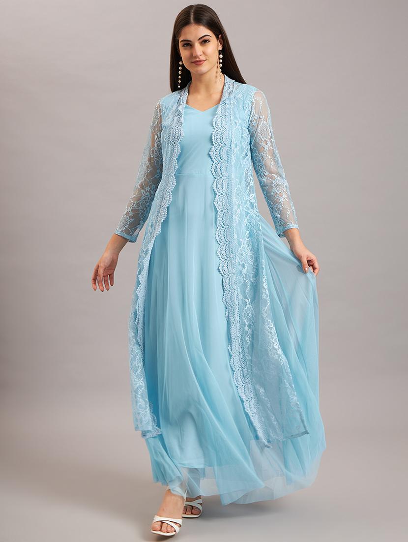 women solid ethnic dress with jacket - 21638514 - Standard Image - 1