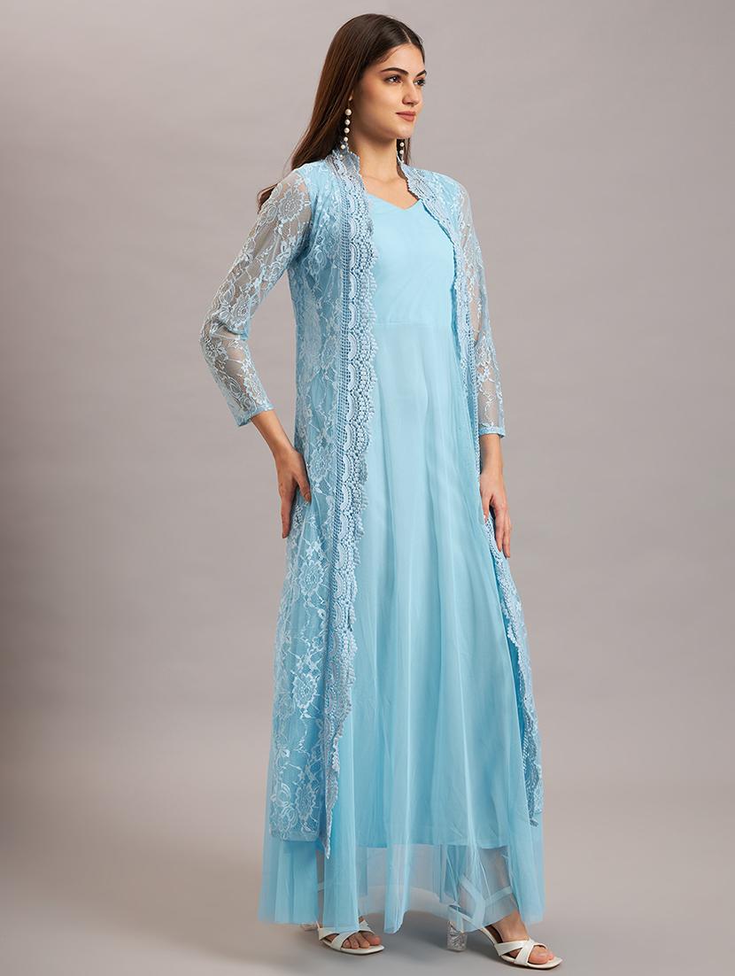 women solid ethnic dress with jacket - 21638514 - Standard Image - 4