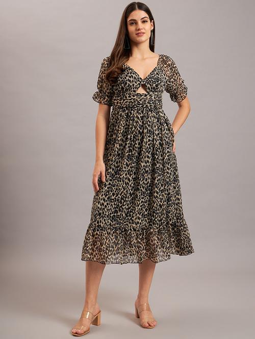 women animal printed tiered dress - 21638530 - Standard Image - 0