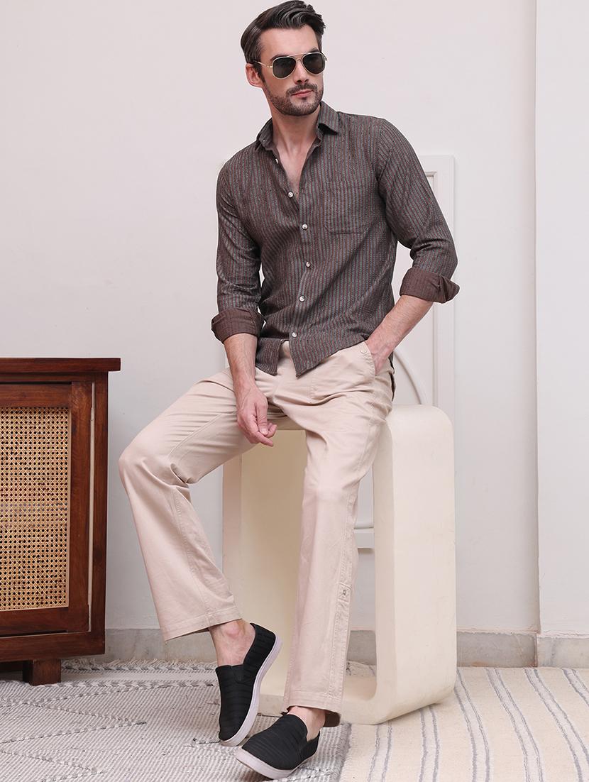 men regular fit striped casual shirt with single pocket - 21638576 - Standard Image - 4