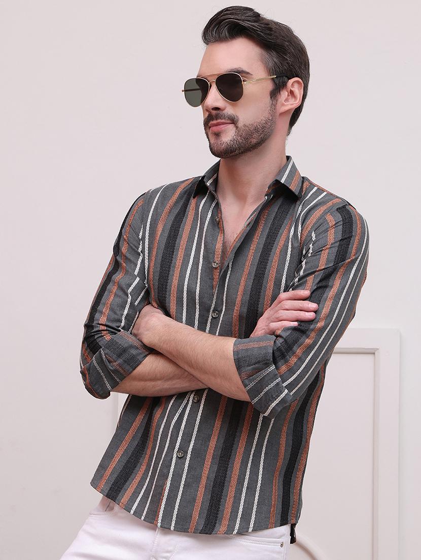 men regular fit striped casual shirt  - 21638577 -  Standard Image - 1