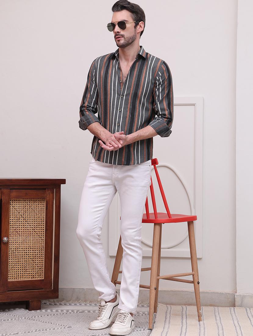 men regular fit striped casual shirt - 21638577 - Standard Image - 4