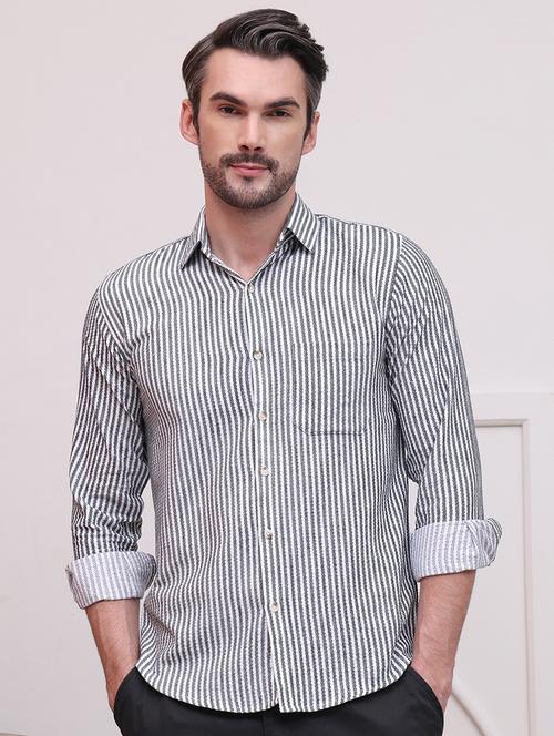 men regular fit striped casual shirt - 21638578 - Standard Image - 0