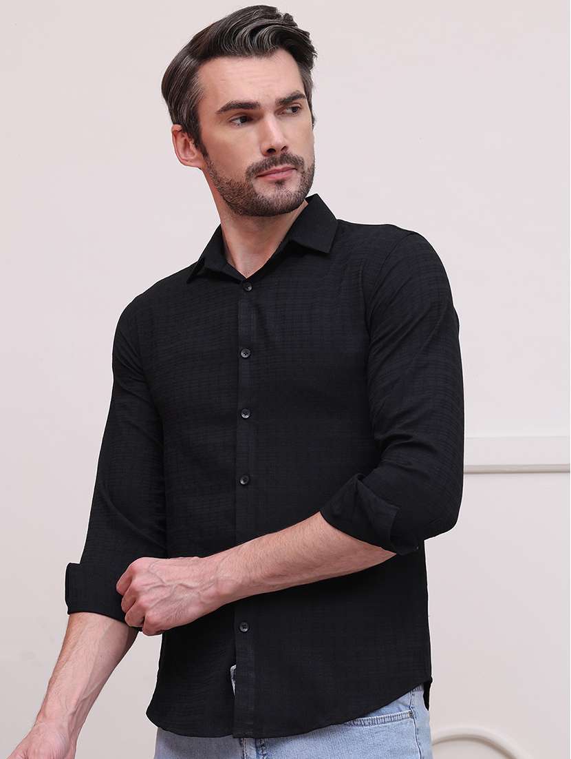 men regular fit self design casual shirt  - 21638584 -  Standard Image - 1