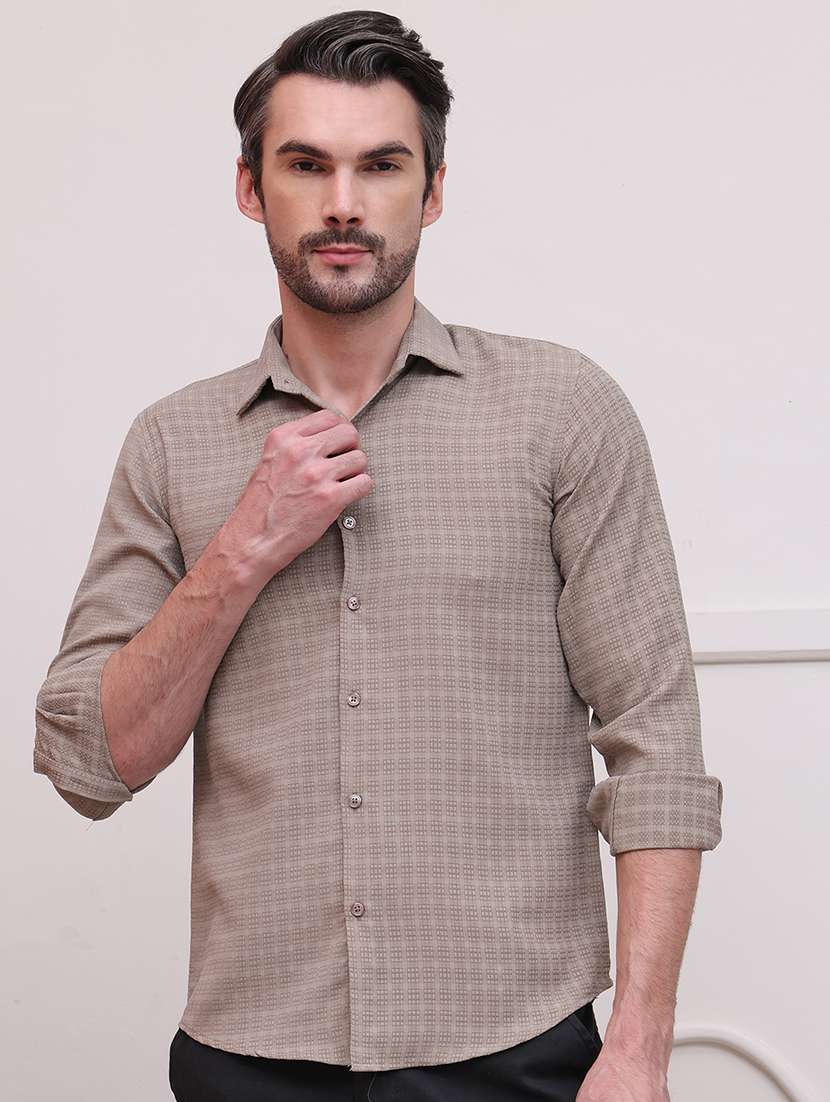 men regular fit textured casual shirt 