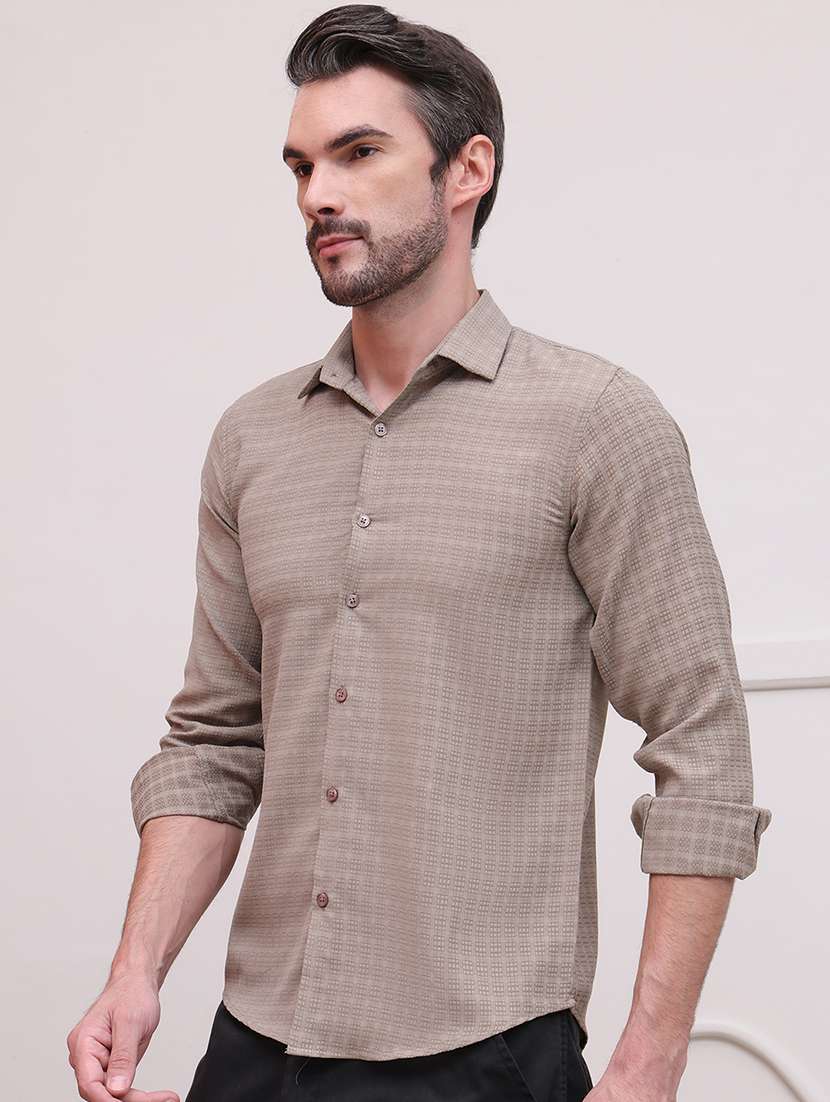 men regular fit textured casual shirt  - 21638585 -  Standard Image - 1