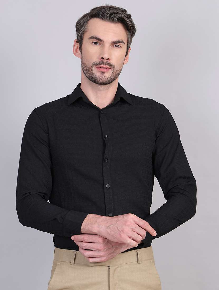 men regular fit textured formal shirt 