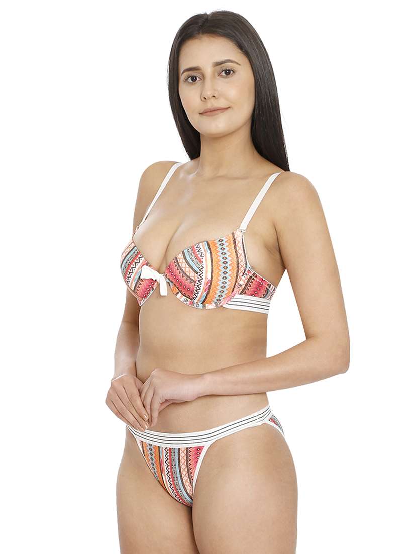 multi colored nylon bras and panty set - 21638619 -  Standard Image - 1