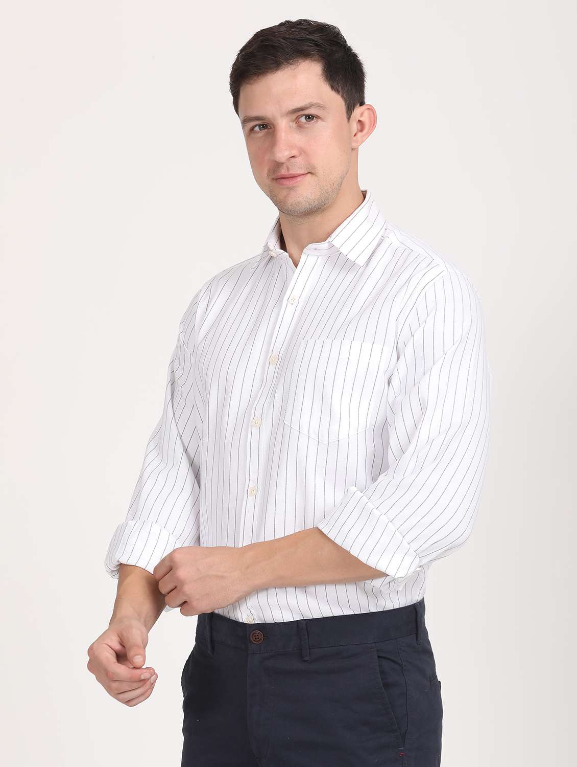 men striped regular fit long sleeve formal shirt - 21638642 -  Standard Image - 1