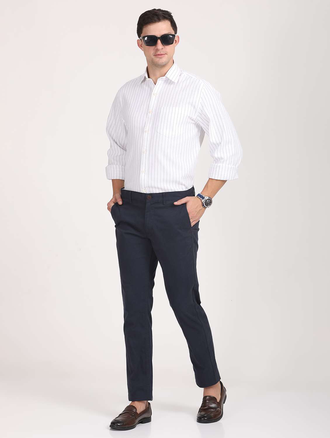 men striped regular fit long sleeve formal shirt - 21638642 - Standard Image - 4