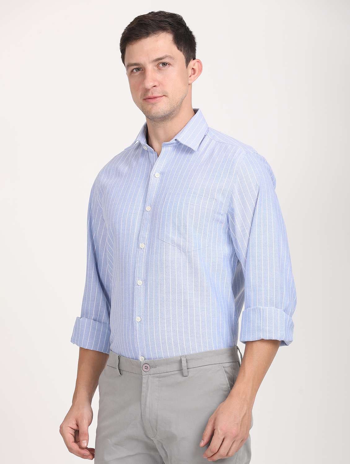 men striped regular fit long sleeve formal shirt - 21638643 - Standard Image - 1