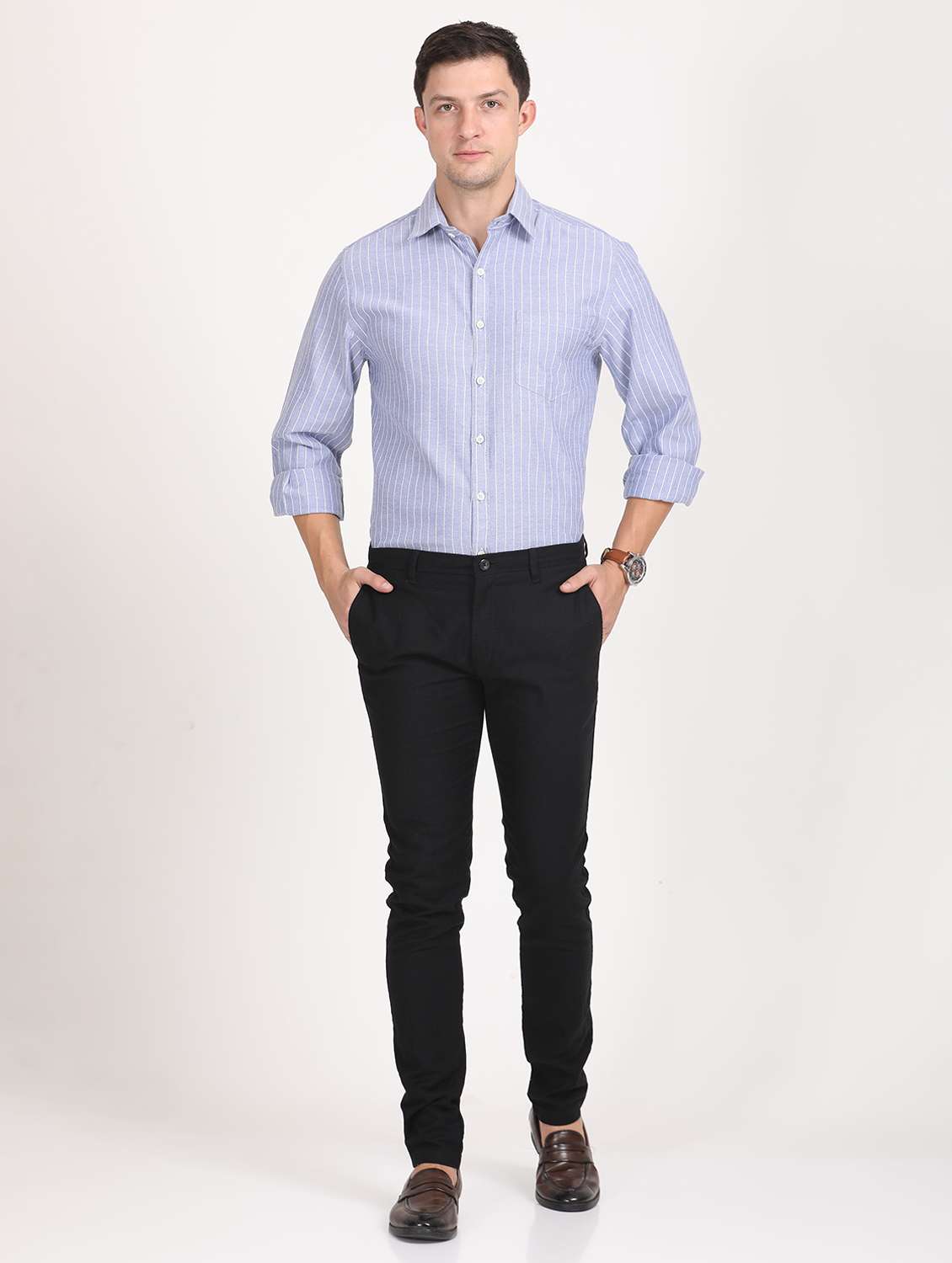 men striped regular fit long sleeve formal shirt - 21638648 -  Standard Image - 4