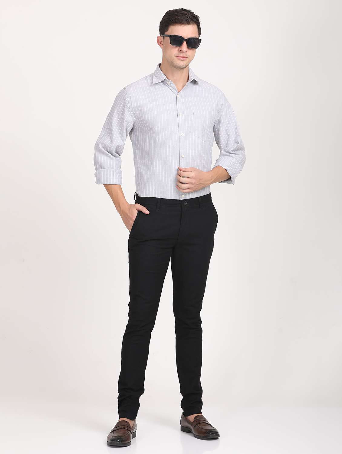 men striped regular fit long sleeve formal shirt - 21638649 - Standard Image - 4
