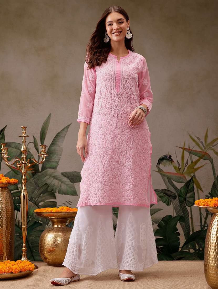 women three three quarter sleeve kurta palazzo set - 21638663 - Standard Image - 1