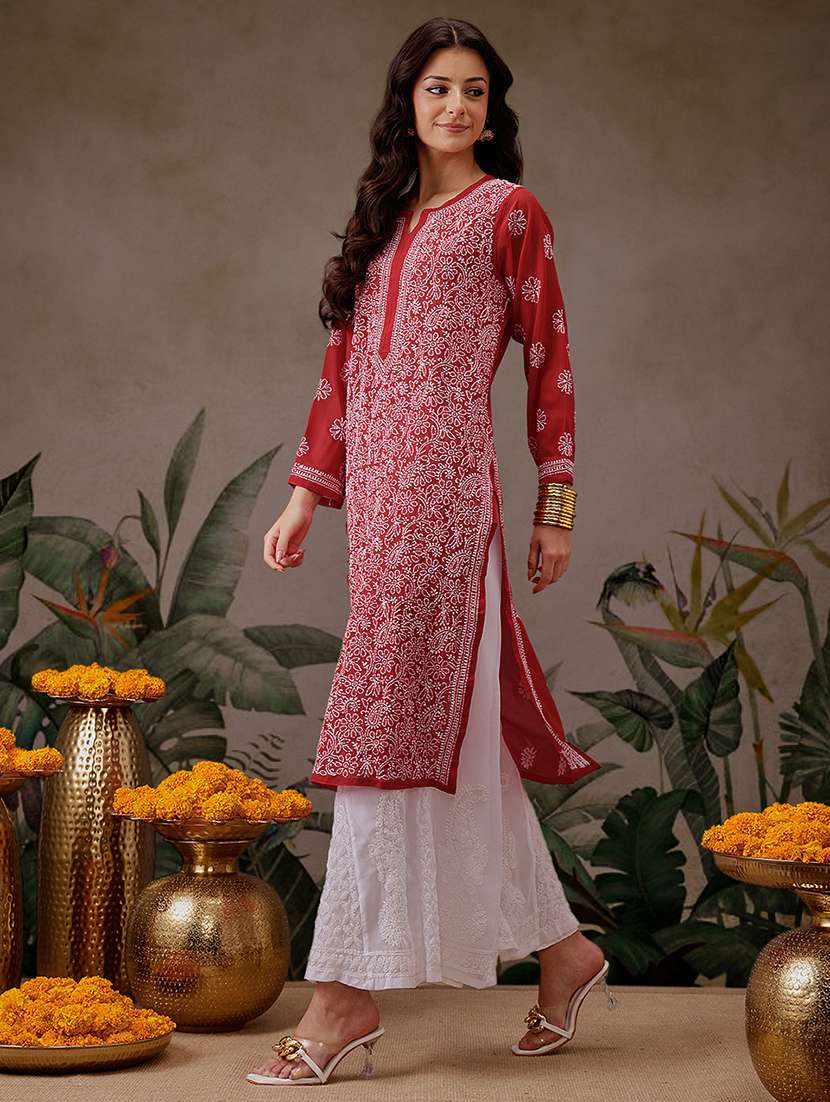 women three three quarter sleeve kurta palazzo set - 21638664 - Standard Image - 1