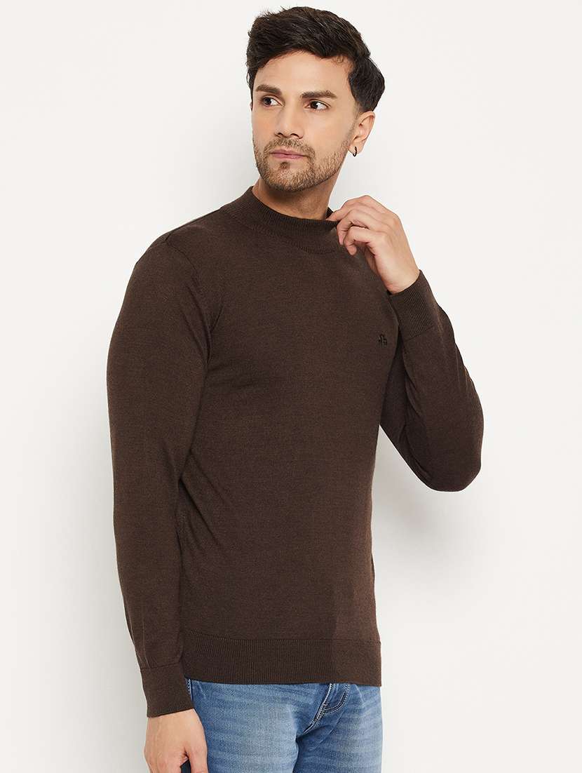 men slim fit solid long sleeve woolen pullover - 21638700 - Standard Image - 1