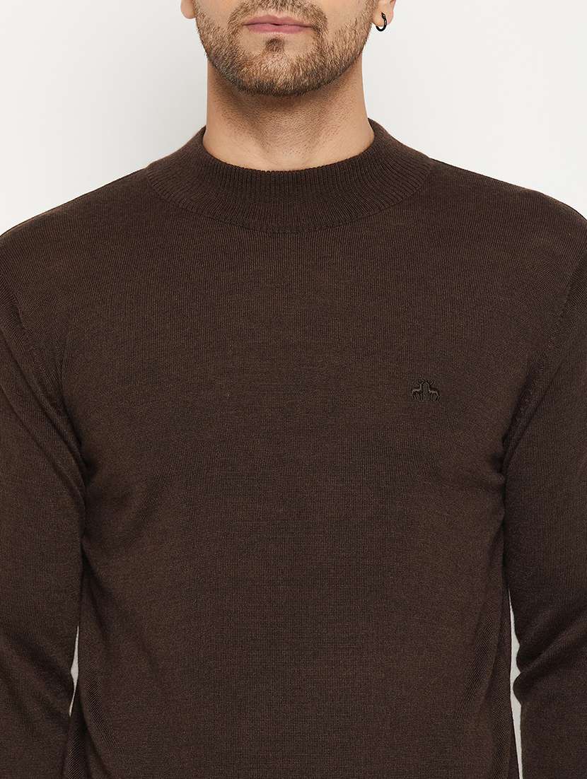 men slim fit solid long sleeve woolen pullover - 21638700 - Standard Image - 4