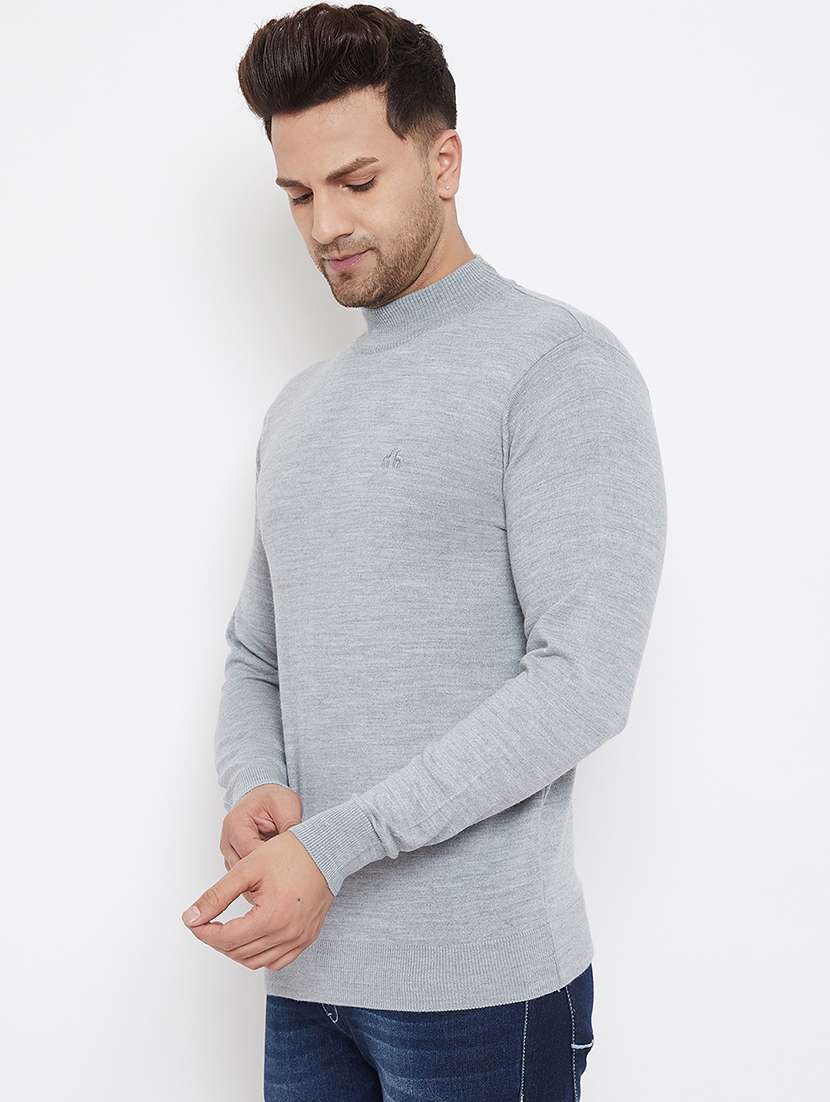 men slim fit solid long sleeve woolen pullover - 21638704 -  Standard Image - 1