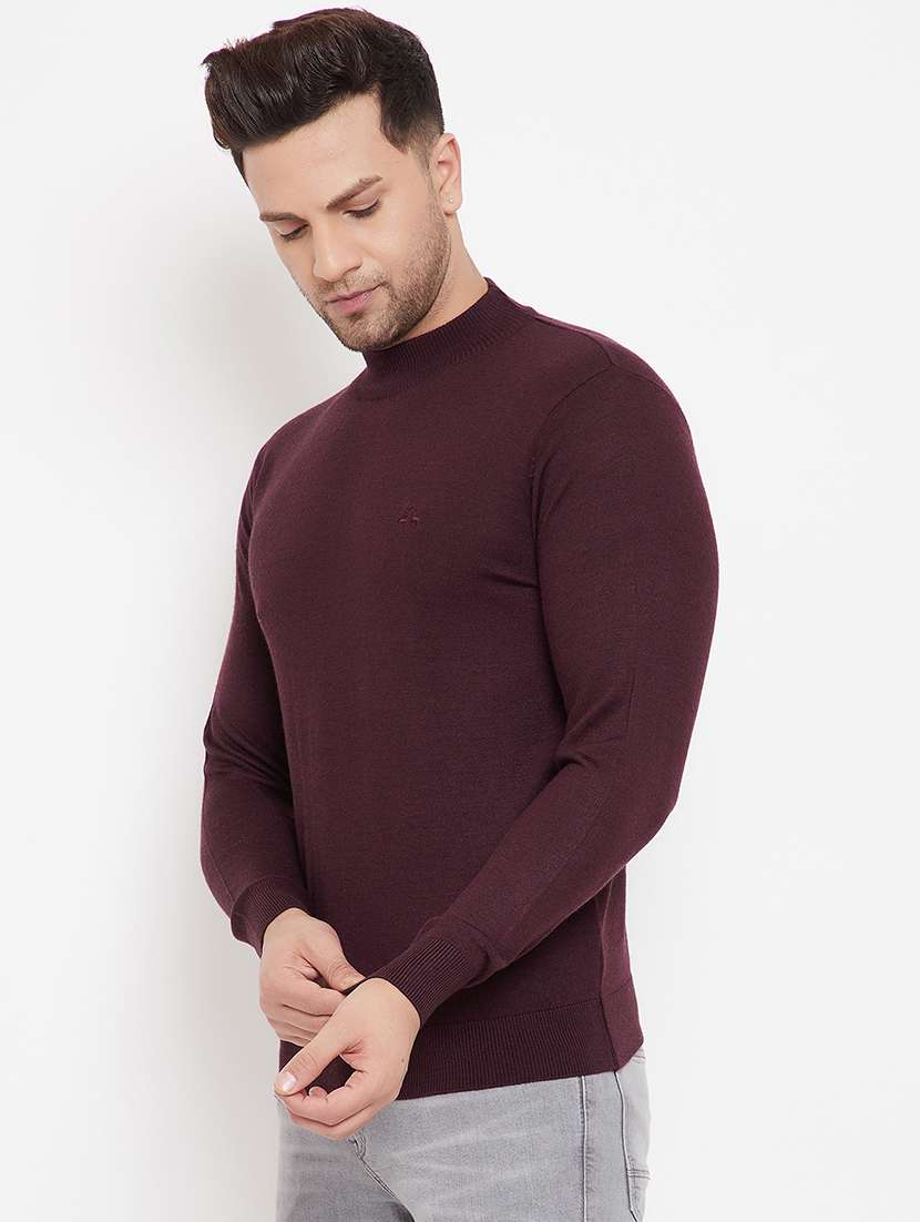 men slim fit solid long sleeve woolen pullover - 21638709 -  Standard Image - 1