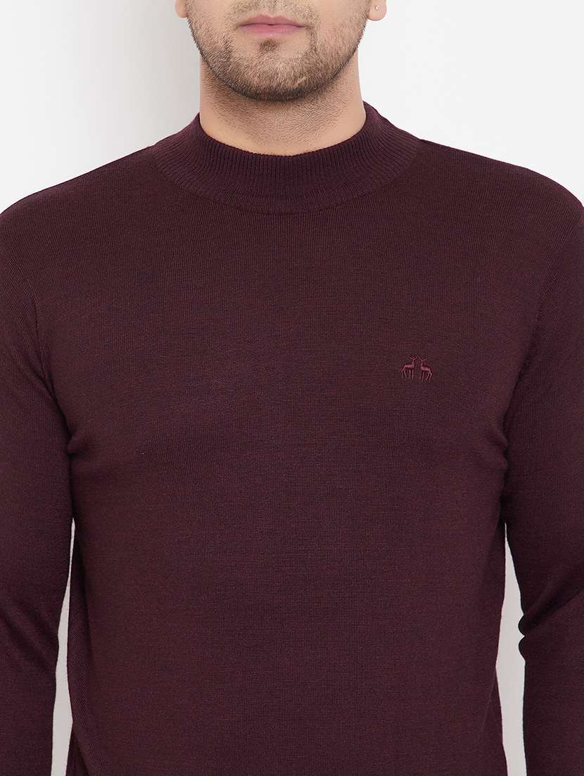 men slim fit solid long sleeve woolen pullover - 21638709 -  Standard Image - 4