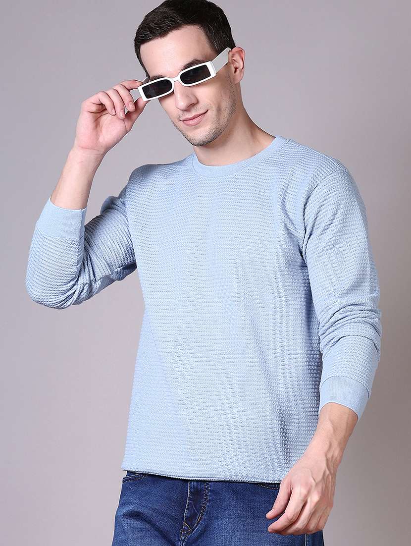 men self design long sleeve regular fit pullover