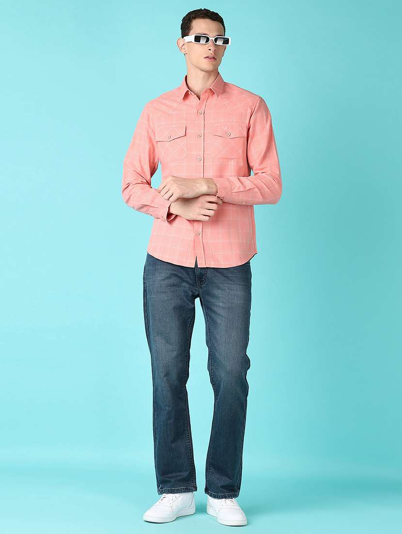 men long sleeves checkered casual shirt - 21638800 -  Standard Image - 4