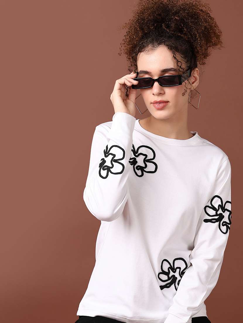 women long sleeves embroidered sweatshirt - 21638809 -  Standard Image - 1