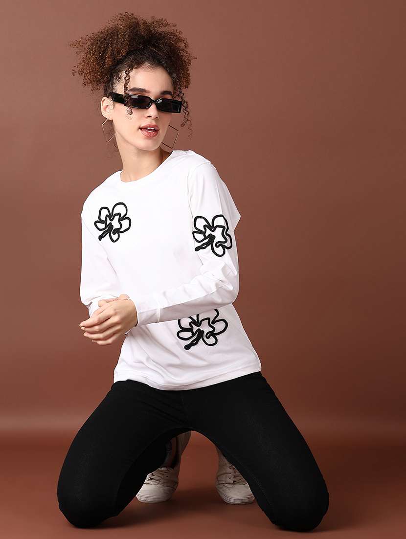 women long sleeves embroidered sweatshirt - 21638809 -  Standard Image - 4