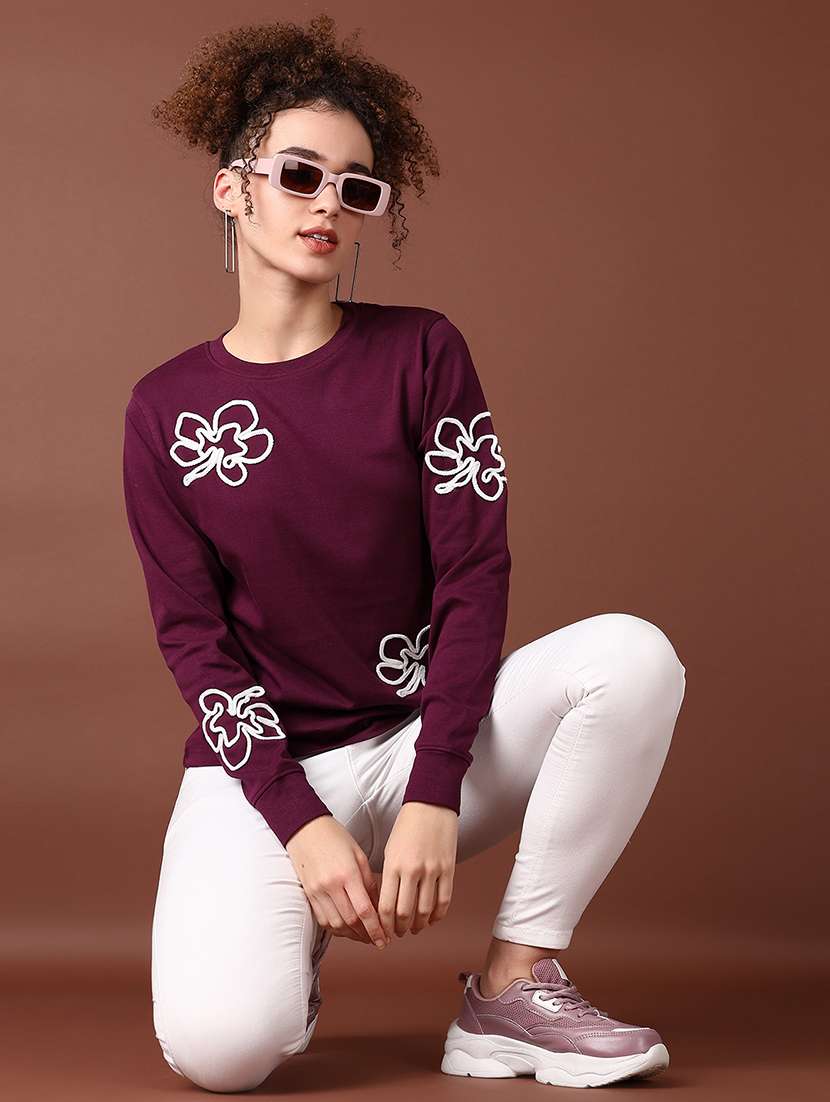 women long sleeves embroidered sweatshirt - 21638810 -  Standard Image - 4