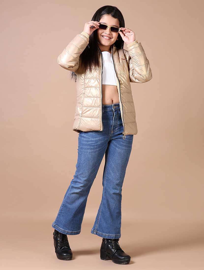 girls solid long sleeve quilted jacket - 21638839 -  Standard Image - 4