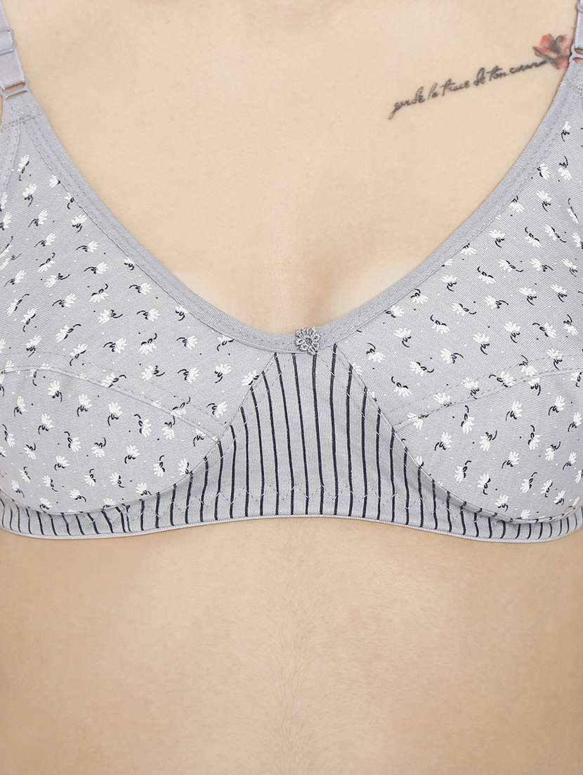 women grey cotton blend regular bra - 21638868 -  Standard Image - 4