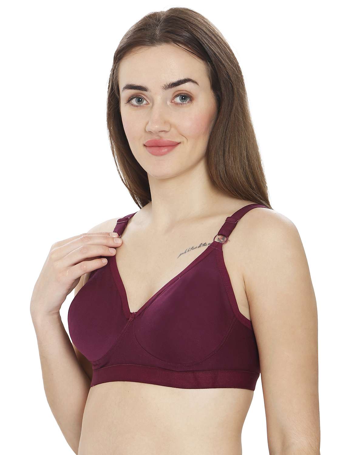women maroon cotton blend t-shirt bra - 21638878 -  Standard Image - 1