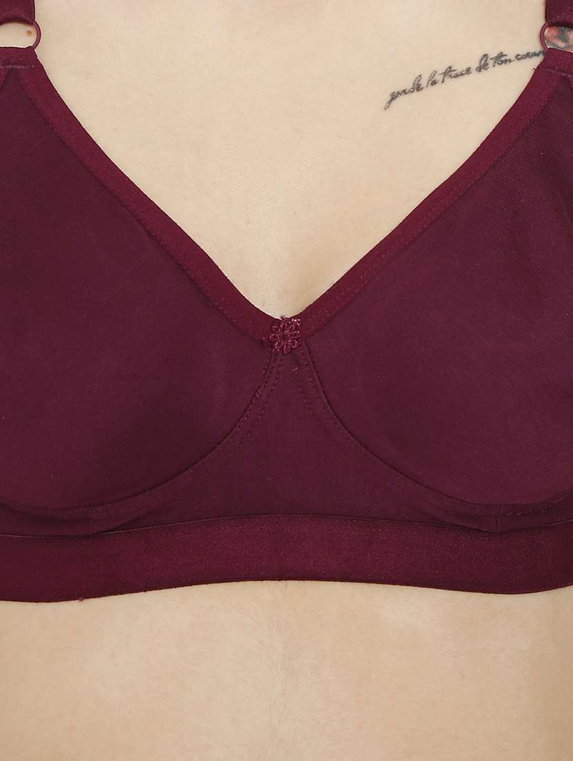 women maroon cotton blend t-shirt bra - 21638878 -  Standard Image - 4