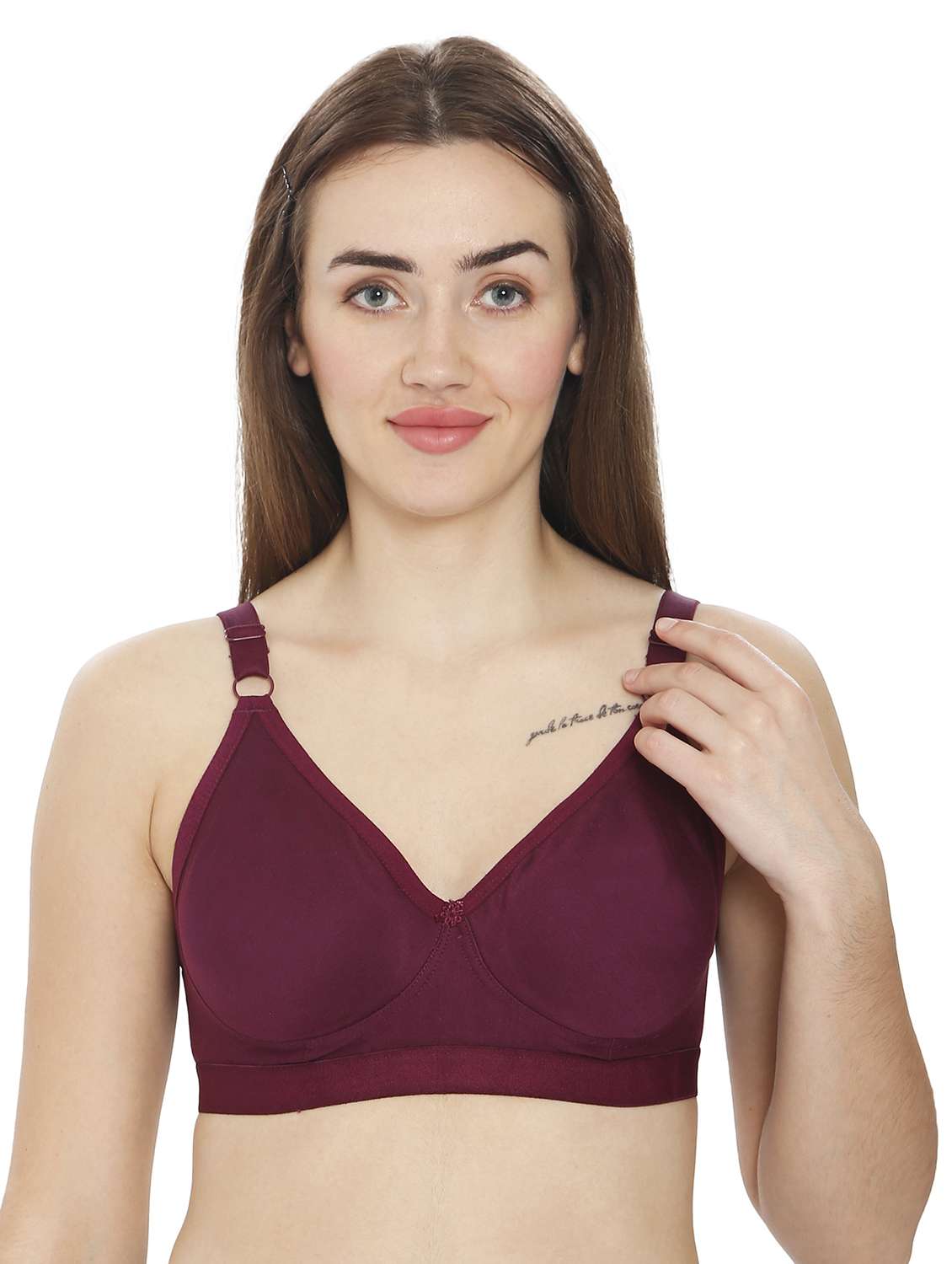 women plain cotton blend regular bra