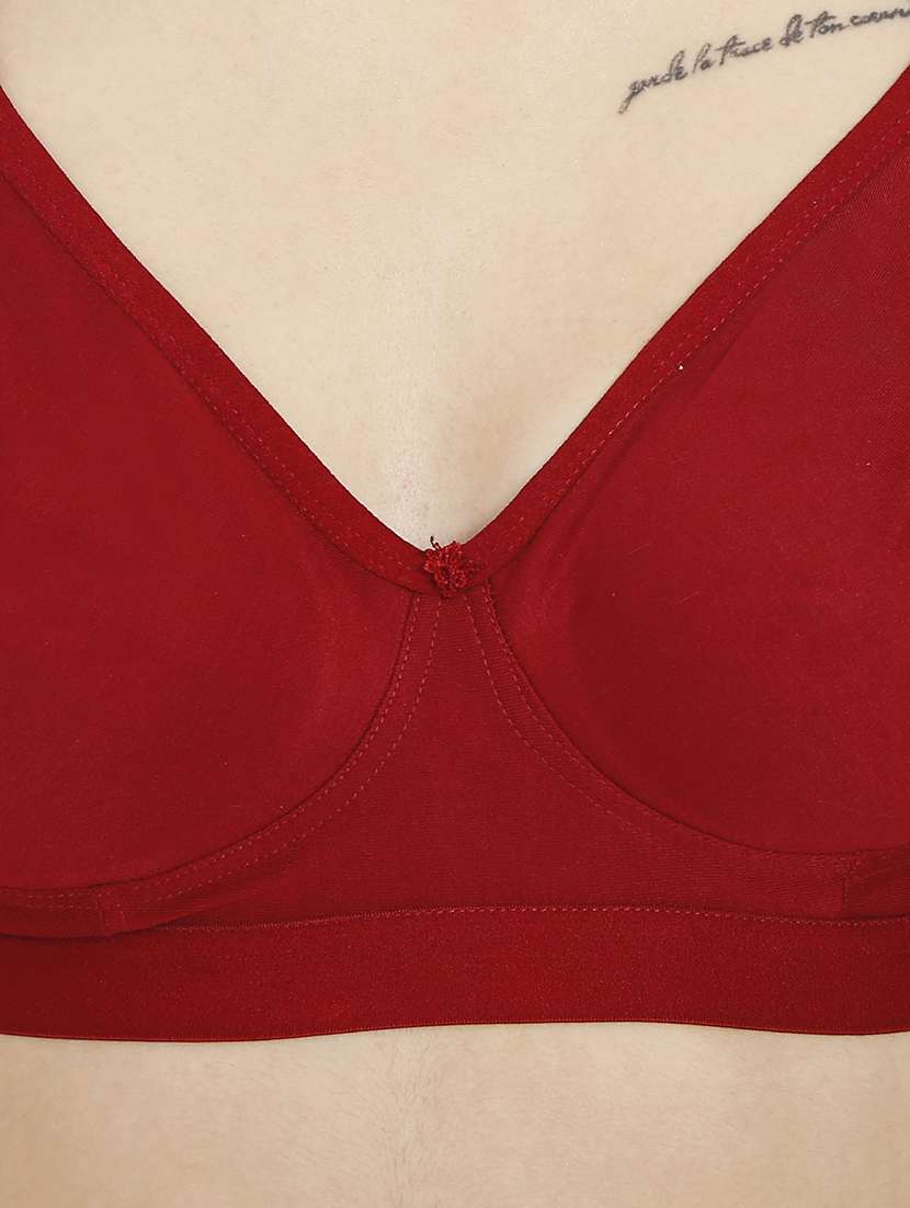 women maroon cotton blend regular bra - 21638881 -  Standard Image - 4