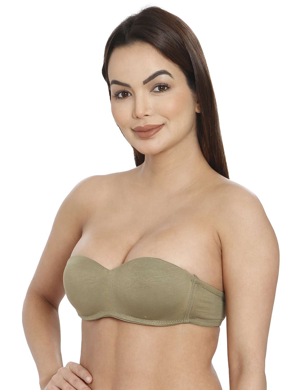 women olive green modal balconette bra - 21638886 -  Standard Image - 1