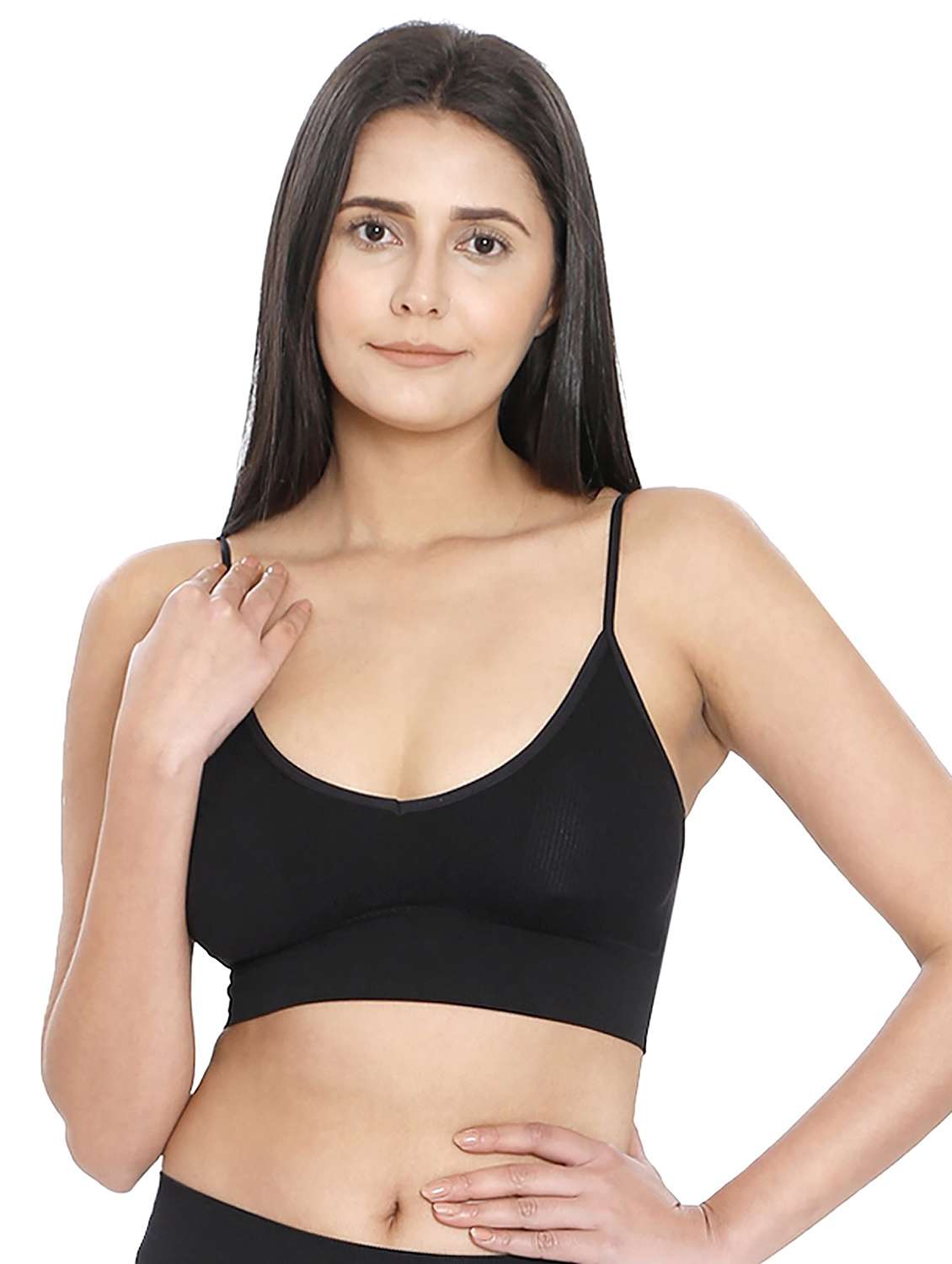 women black polyamide sports bra