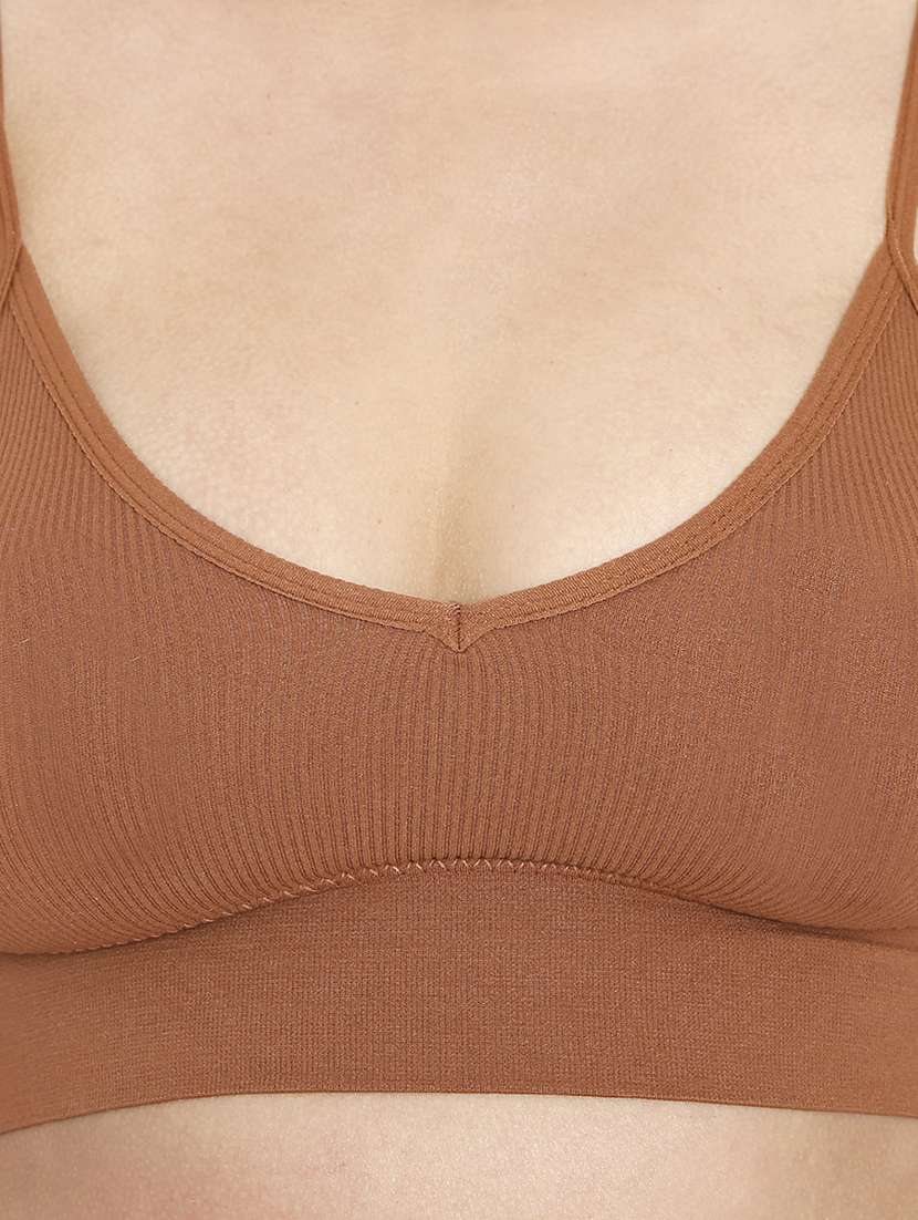 women brown polyamide sports bra - 21638915 -  Standard Image - 4